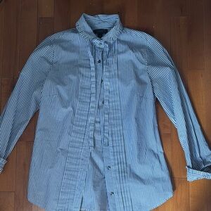J. Crew Blue Casual Button Down Shirt with Pleated Detail